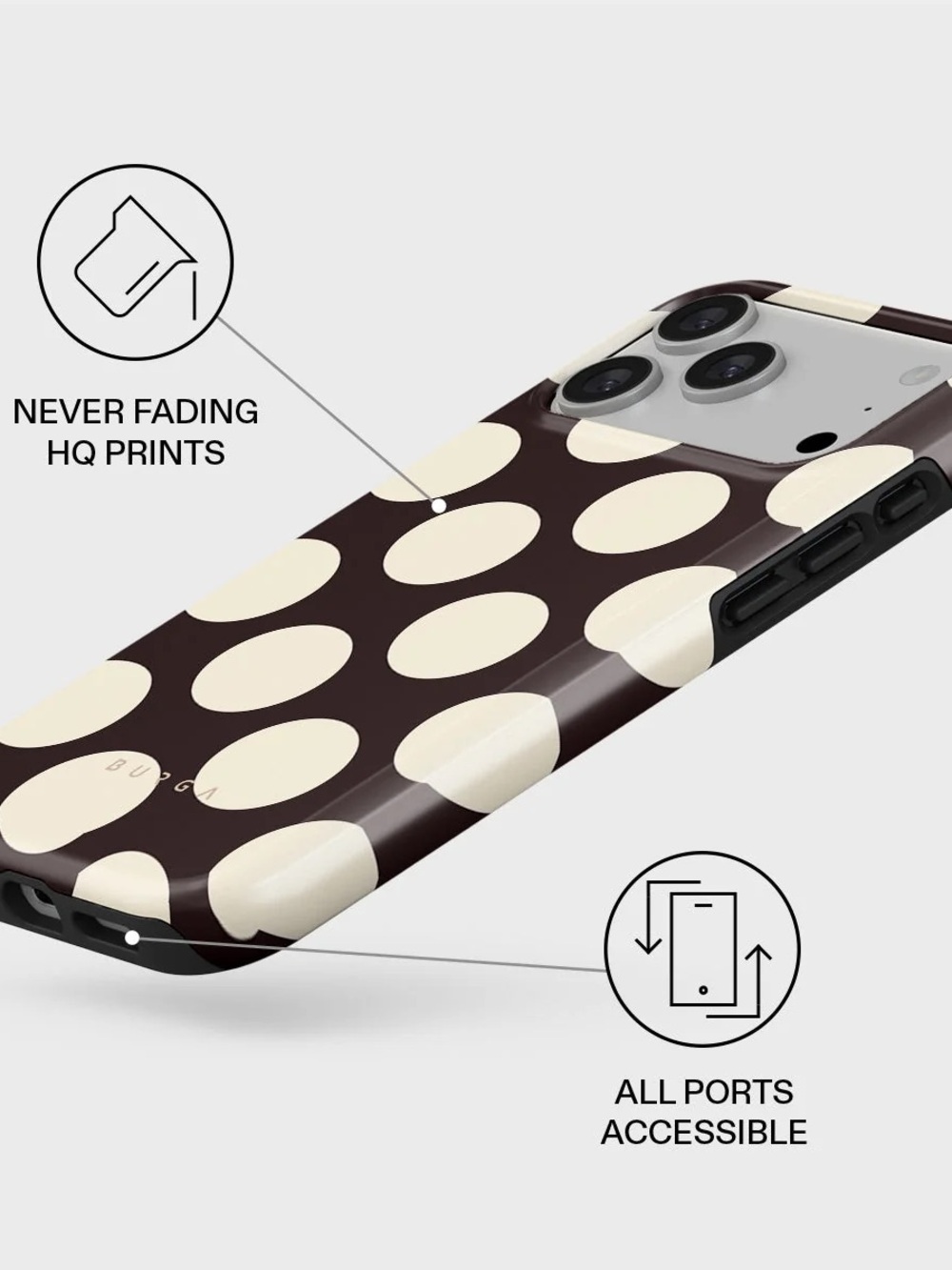 NWT BURGA spot on Brown Polka Dot Protective Iphone 17 pro max Phone Case - - Picture 3 of 4